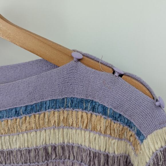 VTG Pastel Scharder Sport Knit Ruched Sz 12 Striped Sweater Indie Y2K 80s Ribbed - Picture 6 of 6